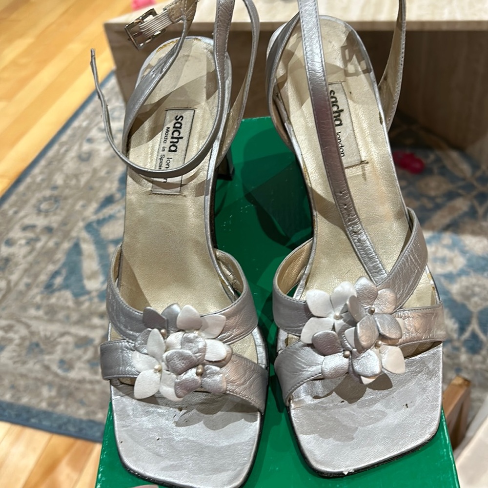Sacha London 9.5B silver wedding or part heels